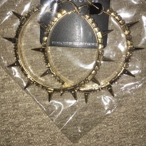 Spikes and rhinestone hoop earrings
